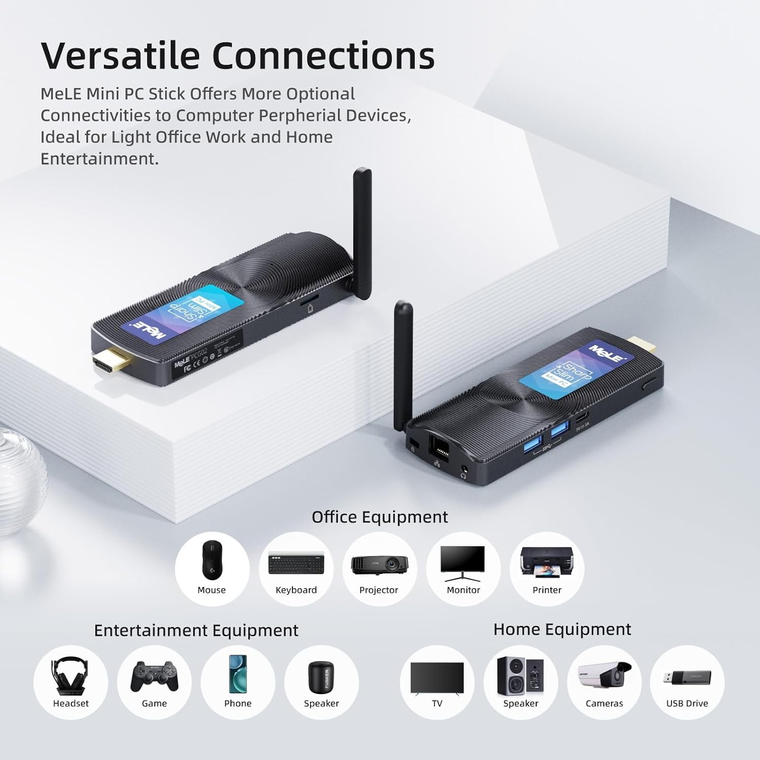 MeLE PCG02 Fanless Mini PC Stick Win11 Pro Celeron J4125 8GB