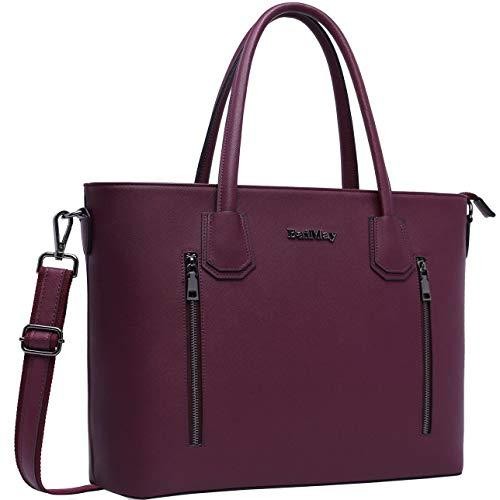 BAIMAY Laptop Bag,15.6 Inch Tote Bag Briefcase with Multi-Pocket Laptop Shoulder Bag Business Handbags Work Tote Bag Large Computer Purse with Padded Pocket for Women Dark Purple