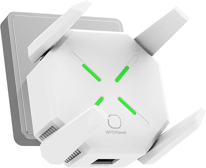 Extender WiFi Signal Booster for Home, AC1200 Mbps Dual Band (5GHz/2.4GHz), Coverage up to 12880 sp.ft and 45 Devices, Easy to Set Repeater Wireless with Ethernet Port (White)