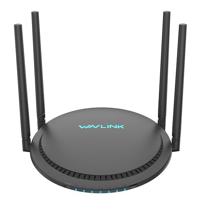 Wavlink AC1200 Gigabit WiFi Router Dual Band High Speed Wireless Internet Router MU-MIMO - 4x58dBi high-performance antennas - 2.4GHz + 5GHz up to 1200Mbps - WPA2-PSK, WPA1-PSK/WPA2-Mix - 1 x 1000Mbps WAN, 2 x 1000Mbps LAN ports - support Multiple modes: 