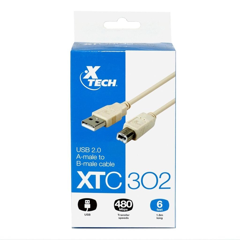 CBL USB 2.0 Xtech XTC-302 6Ft(1.8m) - USB-A male to USB-B male