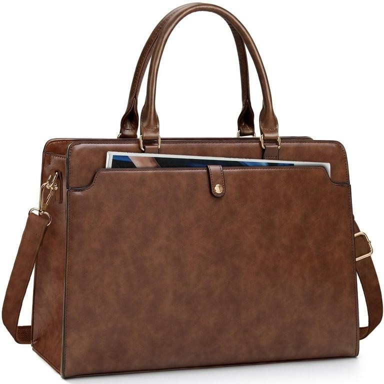 ECOSUSI Laptop Tote Fits Up to 15.6 Inch Briefcase for Women Office Handbags large Capacity with 3 Layer Compartments, Brown