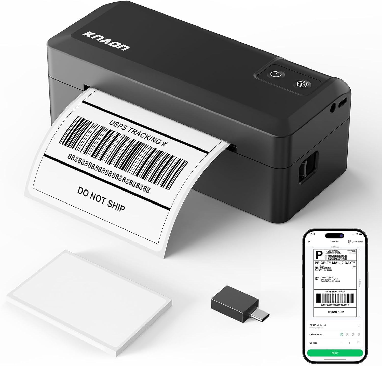KNAON 4x6 Portable Label Shipping Thermal Bluetooth Label Printer