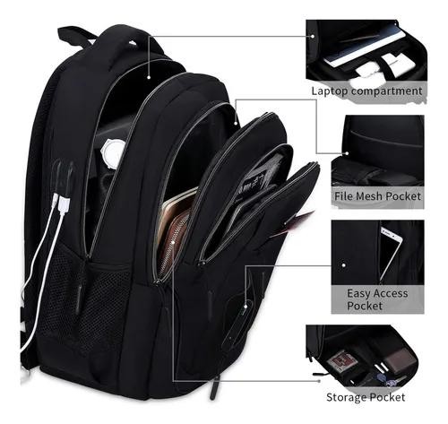 NBK Backpack 18.4" Large Black JARWAM, Travel for Men Women,  Airline Approved, 45L Extra-Large Storage, Water-Resistant, Anti-Theft Pocket, Luggage Strap for Travel College Business