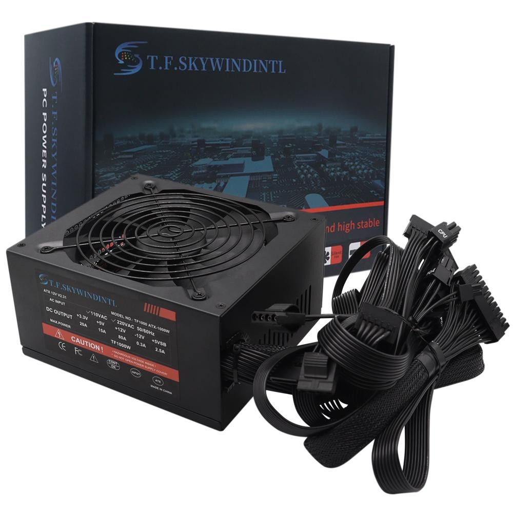 PSU 1000W Gaming 80 Plus Gold Standard ATX Non Modular | Build with 125mm FDB Bearing Fan Ultra-Quiet 24 Pin Cable for Desktop PC Server
