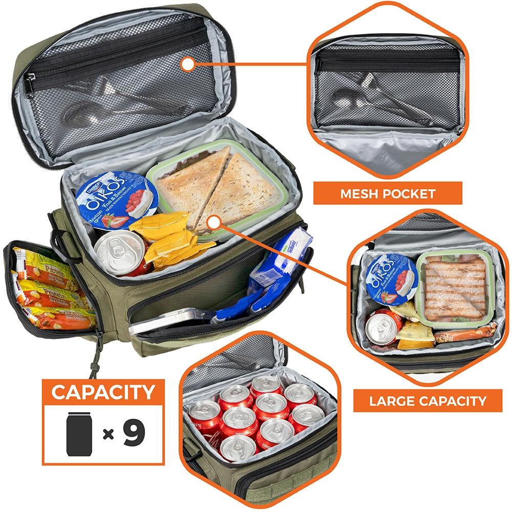 Tactical Lunch Box for Men Women-Insulated Leakproof Lunch Bag with Adjustable Shoulder Strap, Durable Expandable Cooler Bag for Work Office Travel Camping Hiking, Large Meal Pail Adults(Camo)