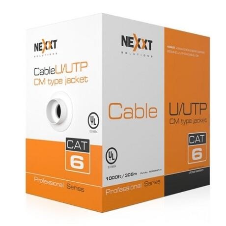 Cbl UTP Cat6 Nexxt Professional U/UTP Grey 1000ft/305m - CM type Jacket 4Pairs x 24AWG Solid Bare Copper 250MHz  