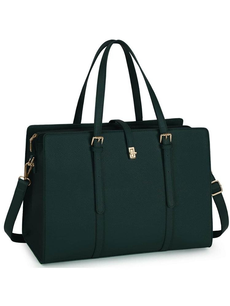 ECOSUSI Laptop Tote Fits Up to 15.6 Inch Briefcase for Women Office Handbags large Capacity with 3 Layer Compartments, Dark Green