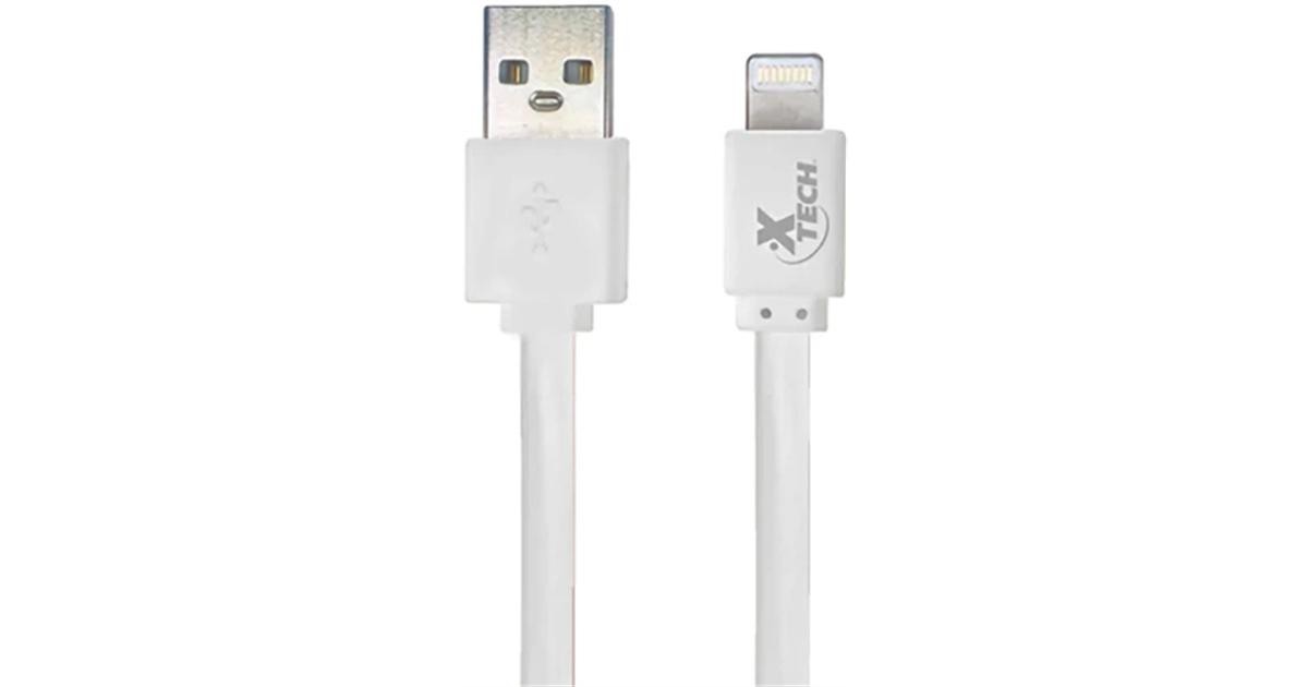 Cbl USB(M) to Lightning(M) 1m Flat Xtech XTG-236 white,blue,green,black,orange