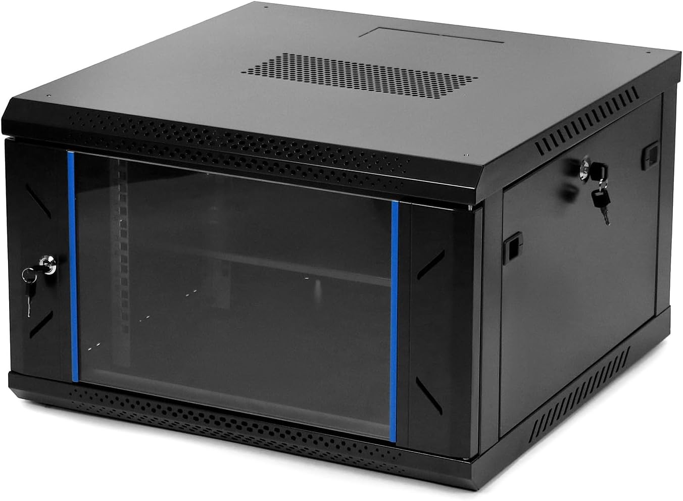 QWORK 6U 19" With Shelf and Glass Door (24" Deep)