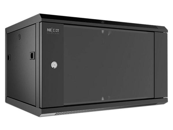Wall mount enclosure 4U Nexxt NEC-F4U64B - 600X450 SPCC steel / Tempered glass Black / RAL 9005