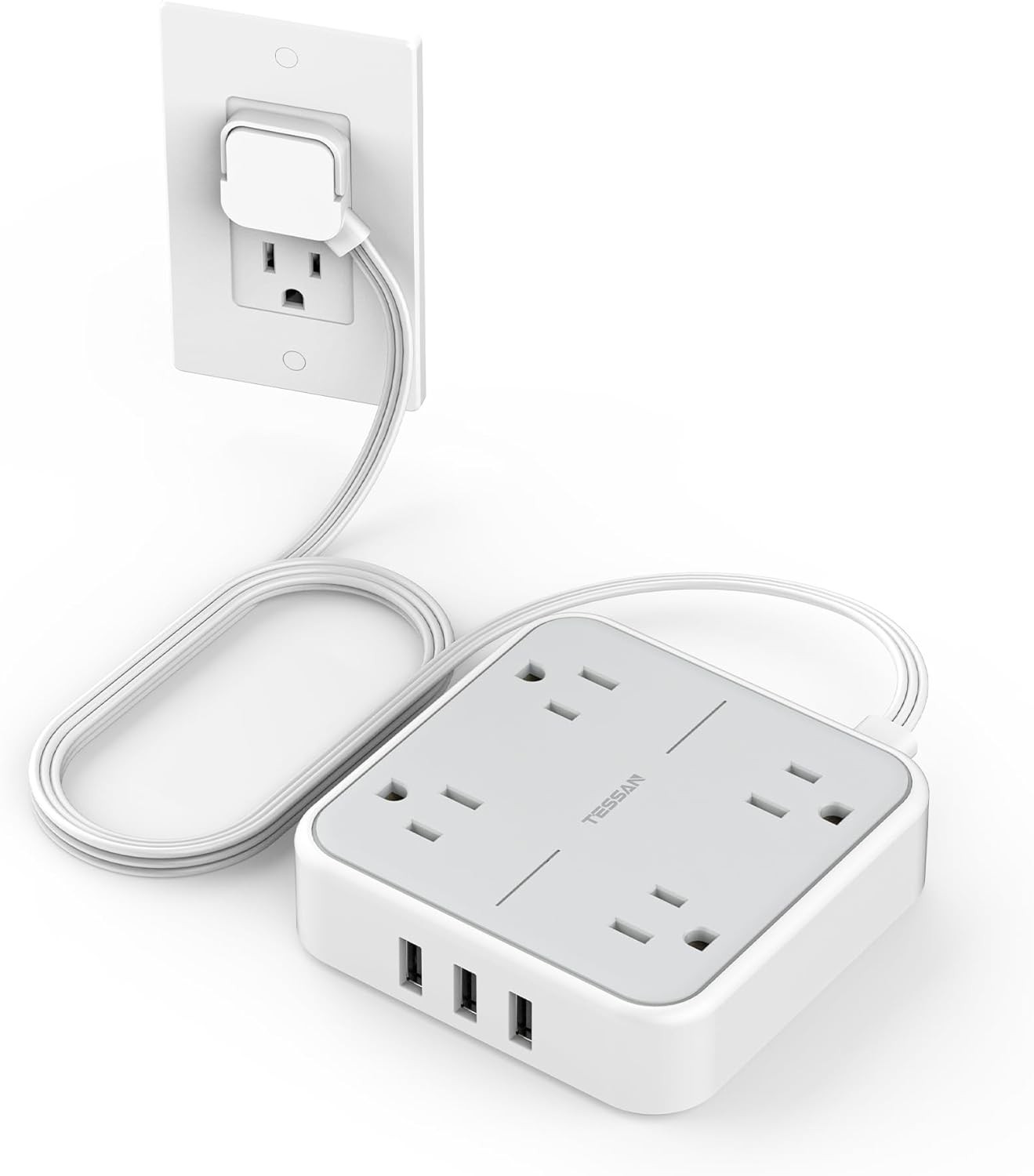 TESSAN TS-102 5ft Surge Protector Indoor Desk Charging Station 4x Outlets 3x USB Ports 