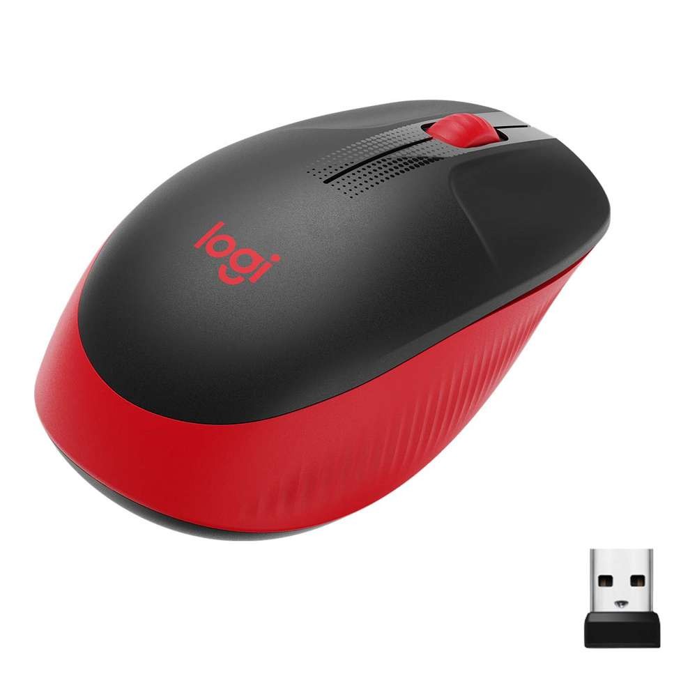 Logitech M190 Wireless Mouse (Red, Charcoal)
