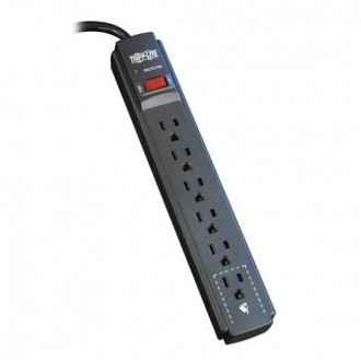 Tripplite TLP606B Surge Suppressor, 6 Outlets, 6 ft Cord, 790 Joules, Black