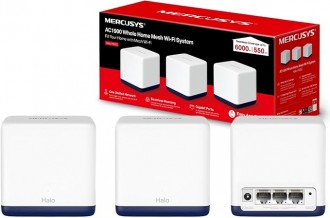 TP-LINK Mercusys Halo H50G(3-Pack) AC1900 Home Wi-Fi Sys - Dual Band WiFi connections with 1300Mbps (5GHz) + 600Mbps (2.4GHz) speeds - Seamless Coverage up to 6000ft² / 550m²