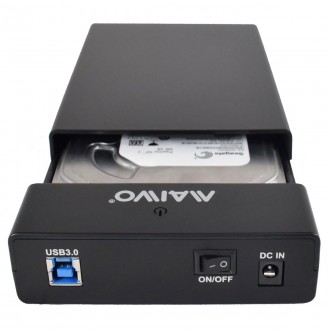 Enclosure MAIWO K3525U3S for 2.5" 3.5" SATA HDD SSD USB 3.0 Aluminium  7-26mm HDD Reader, Up to 24TB Capacity, Support UASP, 12V 2A Power Adapter, USB-B to USB-A Data Cable