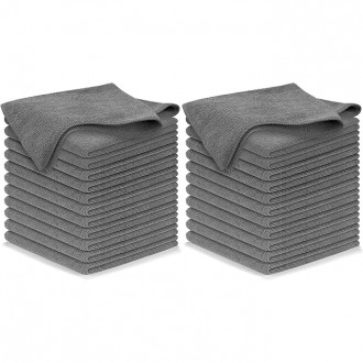 Cleaning Cloth Microfiber Grey 12.5"x12.5" - High Performance - 1200 Washes, Ultra Absorbent Microfiber Towel Weave Grime & Liquid for Streak-Free Mirror Shine - Car Washing Cloth