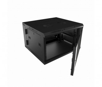 Wall Mount enclosure 12U Nexxt NEC-F12U66B - 600X600 SPCC steel/ Tempered glass Solutions Infrastructure Black / RAL 9005