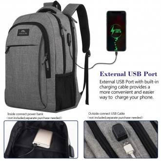 MATEIN Laptop Backpack, 17-inch College Backpack for High School, Large Water-Resistant Travel Backpack, Laptop Bag, Business Work Backpack, with Charging Port
