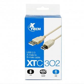CBL USB 2.0 Xtech XTC-302 6Ft(1.8m) - USB-A male to USB-B male