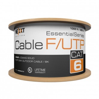 Cbl UTP Nexxt Essential Cat6 U/UTP 24AWG LSZH 305m/1000ft Outdoor Black Gauge with CM type shielding 4P AB356NXT38