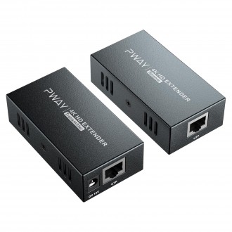 HDMI Extender 4K Over Ethernet Cat5 Cat6 Cat7 Upto 230ft, with IR, Loop Out, 4K@30Hz 1080P HDMI Transmitter Receiver POC with Holes, Easy Installation, PWAY-HT275