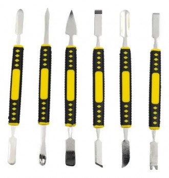 Hardened Claw Nail Double Headed Pry Bar 6-in-1 Disassembly Battery Screen Frame Flat Pry Bar Injection Molding Repair Tool, 6pc crowbar