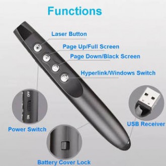 Presenter Wireless USB Remote with Red Laser Pointer for Page Up Down Control in Teaching Presentations