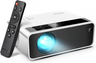 Projector Mini CiBest AC321 with WiFi and Bluetooth, Compatible with Netflix/ YouTube/ PrimeVideo, Electric Focus & Keystone, Short Throw Full HD 1080P Video Projector, Portable Outdoor/Indoor Use - Connectivity: HDMI, USB, Headphone, DC-In - Included: HD
