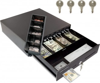 Volcora Mini Cash Register Drawer with Coin Cash Tray 24V RJ11/RJ12 Key-Lock
