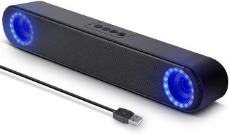 LENRUE USB Powered RGB Small Sound Bar PC Speakers