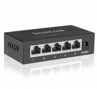 ienRon 5Port M1005G Gigabit Switch, Wall Mount Plug and Play with AI Detection Unmanaged Tiny Ethernet Splitter, Supported Desktop