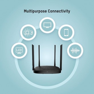 Router Hikvision DS-3WR12GC AC1200 WiFi5 Gigabit Port Wireless - Four 5-dBi amplified antennas - Beamforming optimizes signal - Dual band – Smart signal switching