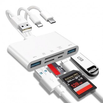 Card Reader 5-in-1 Memory USB 3.0 OTG Adapter SD Card Reader For iPhone/iPad