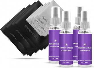 Screen Cleaning Kit 17oz/500ml Swanky: Electronic Cleaner Spray Microfiber Cleaning Cloth for Computer, TV, iPad, iPhone, Monitor, Laptop