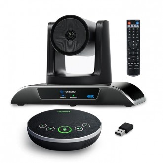 Camera Conference Room System 4K TONGVEO with Gesture Control, AI Auto-Tracking PTZ Camera 5X Digital Zoom with Speakerphone Set 120° Wide-Angle USB3.0 for Remote Meetings Zoom Teams OBS and More