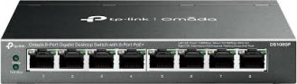 TP-Link Omada DS108GP Gigabit Unmanaged with 8-Port PoE+: 8× 10/100/1000 Mbps RJ45 ports - 65 W PoE Power - Plug and Play