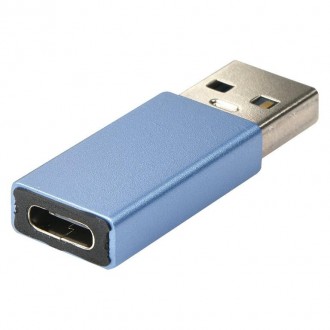 Adapter USB Male to USB-C Blue Super Fast Charging & OTG Function, Compatible with iPhone15/16/17 Plus/AirPods Pro/Galaxy S20/ Google Pixel 7 6 5 4