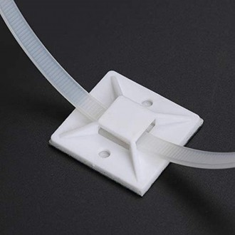 Cbl Self-Adhesive Tie Mounts with Multi-Purpose Sticky Pads for Secure Cable Organization 100-Pack White