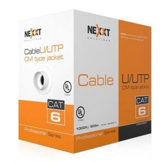 Cbl UTP Cat6 Nexxt Professional U/UTP Grey 1000ft/305m - CM type Jacket 4Pairs x 24AWG Solid Bare Copper 250MHz  