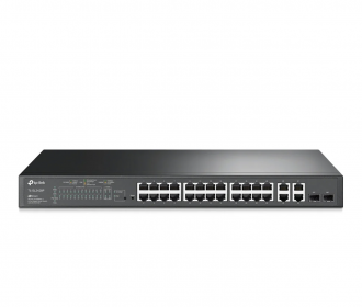 TP-Link Omada ES228GMP Gigabit Easy Managed with 24-Port PoE+ - 26× 10/100/1000Mbps RJ45 ports (24× 802.3af/at-compliant PoE+) - 2× Gigabit SFP port - Rackmountable