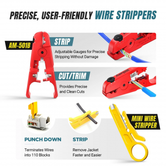 AMPCOM Ethernet Crimping Tool 10-in-1 Combo Kit
