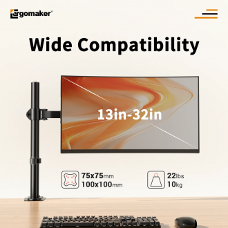 Ergomaker MA11 Single Monitor Arm Mount Desk Stand 13"-32" 10kg VESA